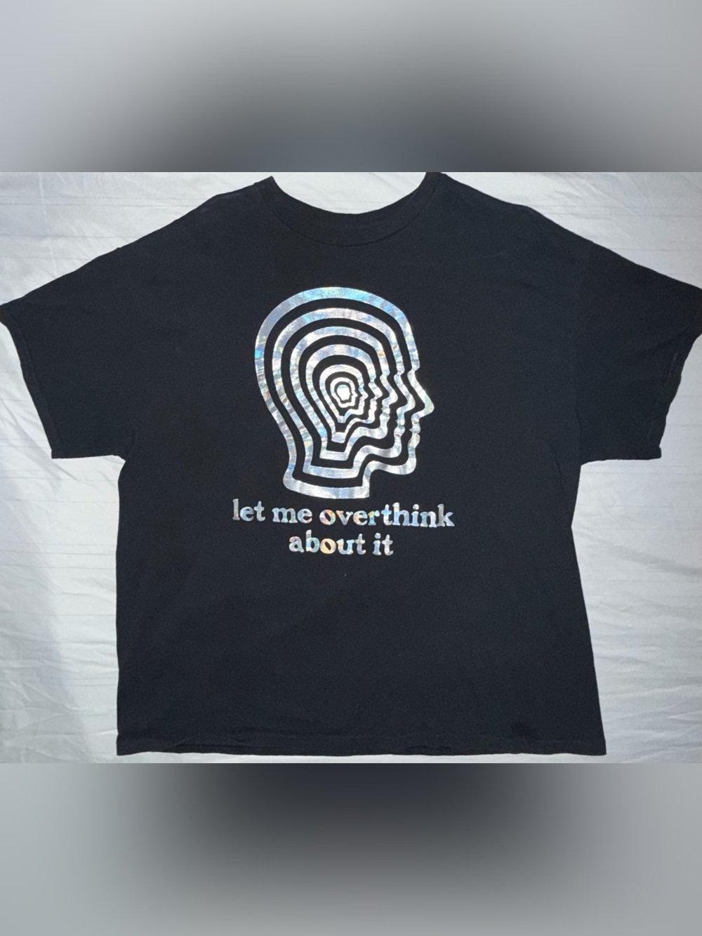 Spencer’s Black Graphic Sarcastic Humor Tee with Holographic Design Unisex XL